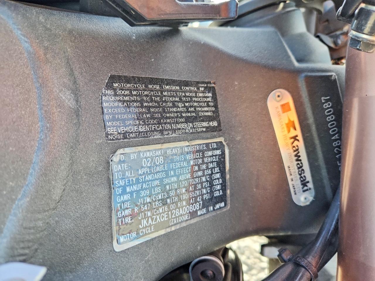 2008 KAWASAKI ZX1000 E photo 25