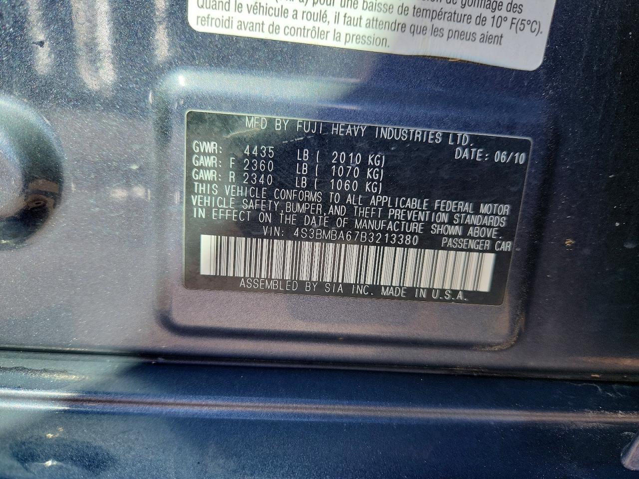 2011 SUBARU LEGACY 2.5I photo 37