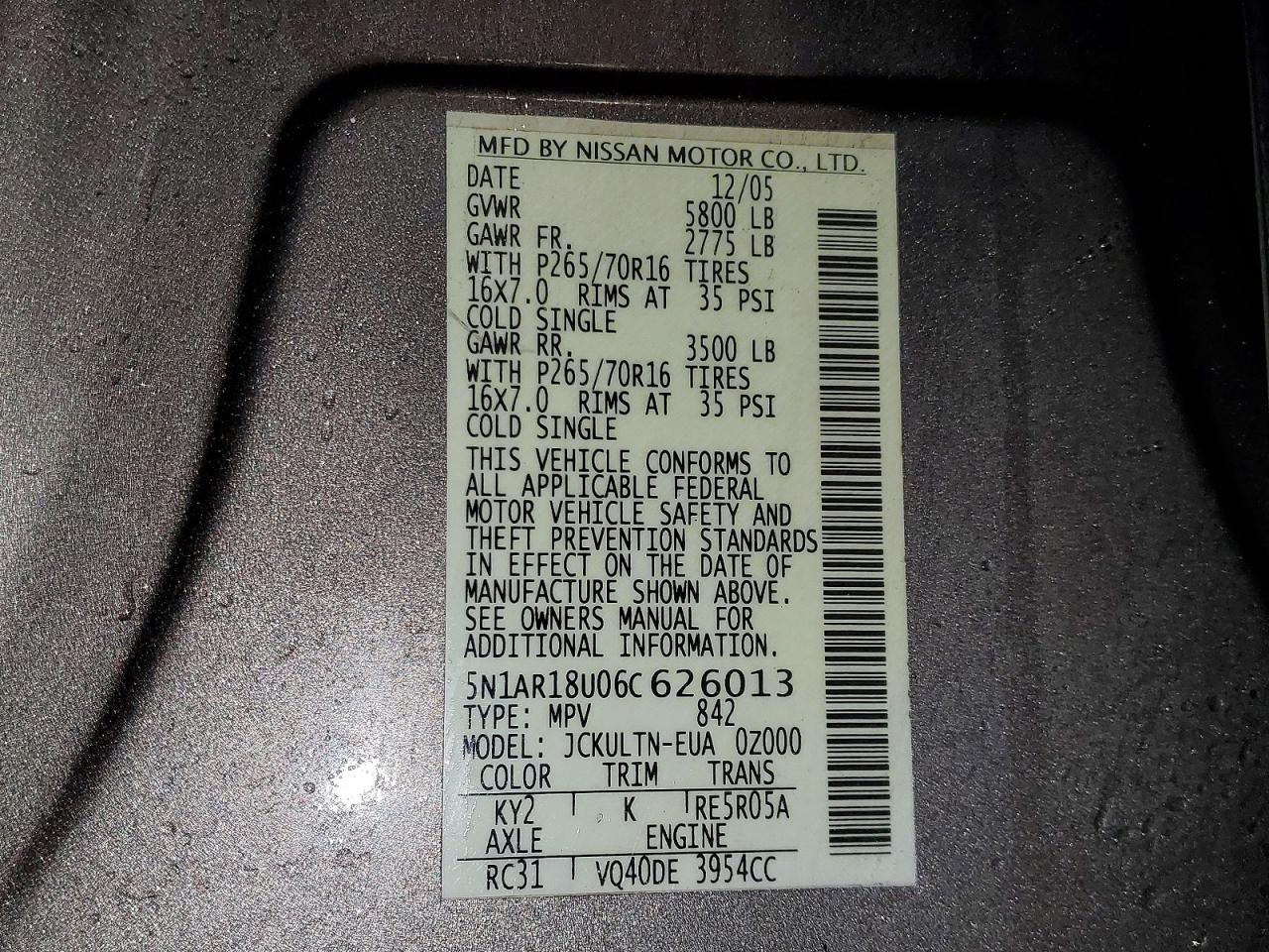 2006 NISSAN PATHFINDER S photo 37