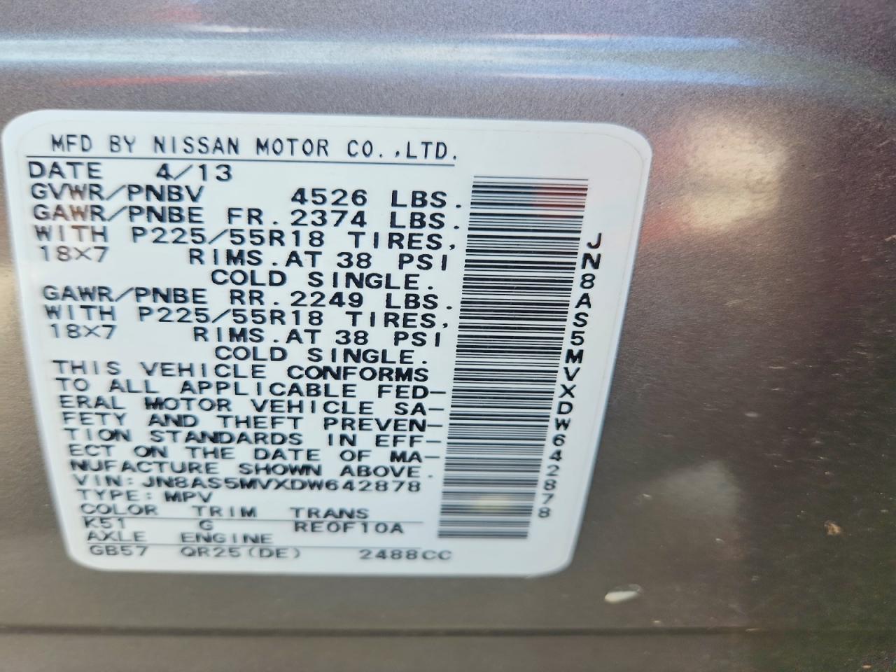 2013 NISSAN ROGUE S photo 37