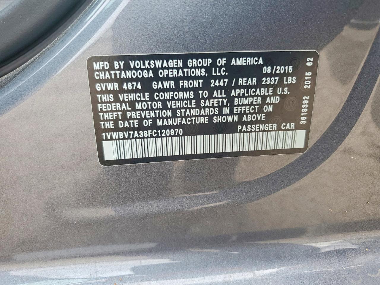 2015 VOLKSWAGEN PASSAT SE photo 34