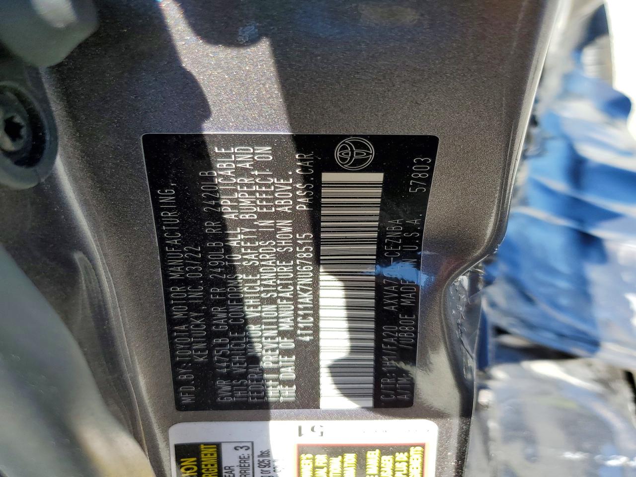 2022 TOYOTA CAMRY LE photo 13