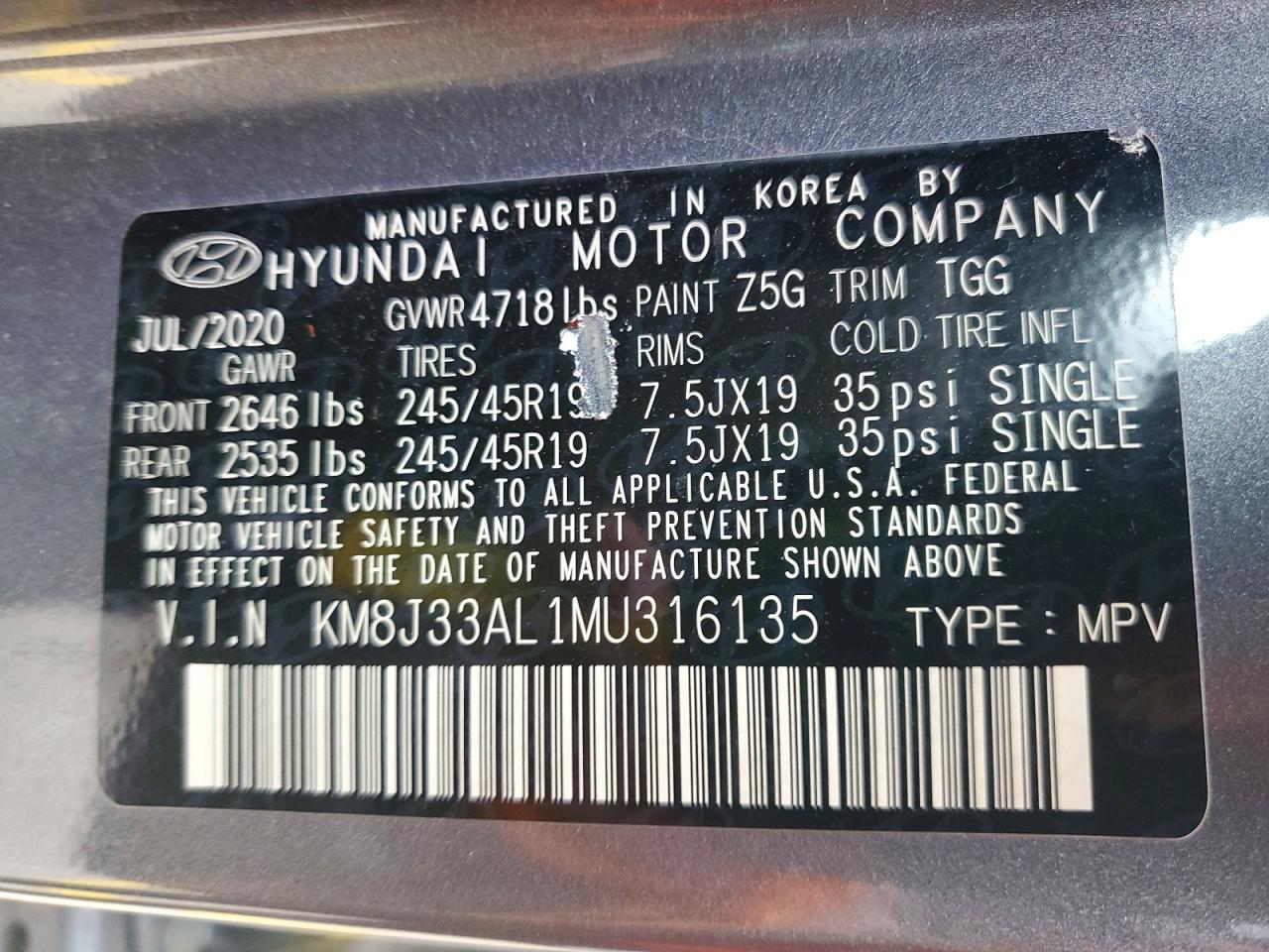2021 HYUNDAI TUCSON SPORT photo 13