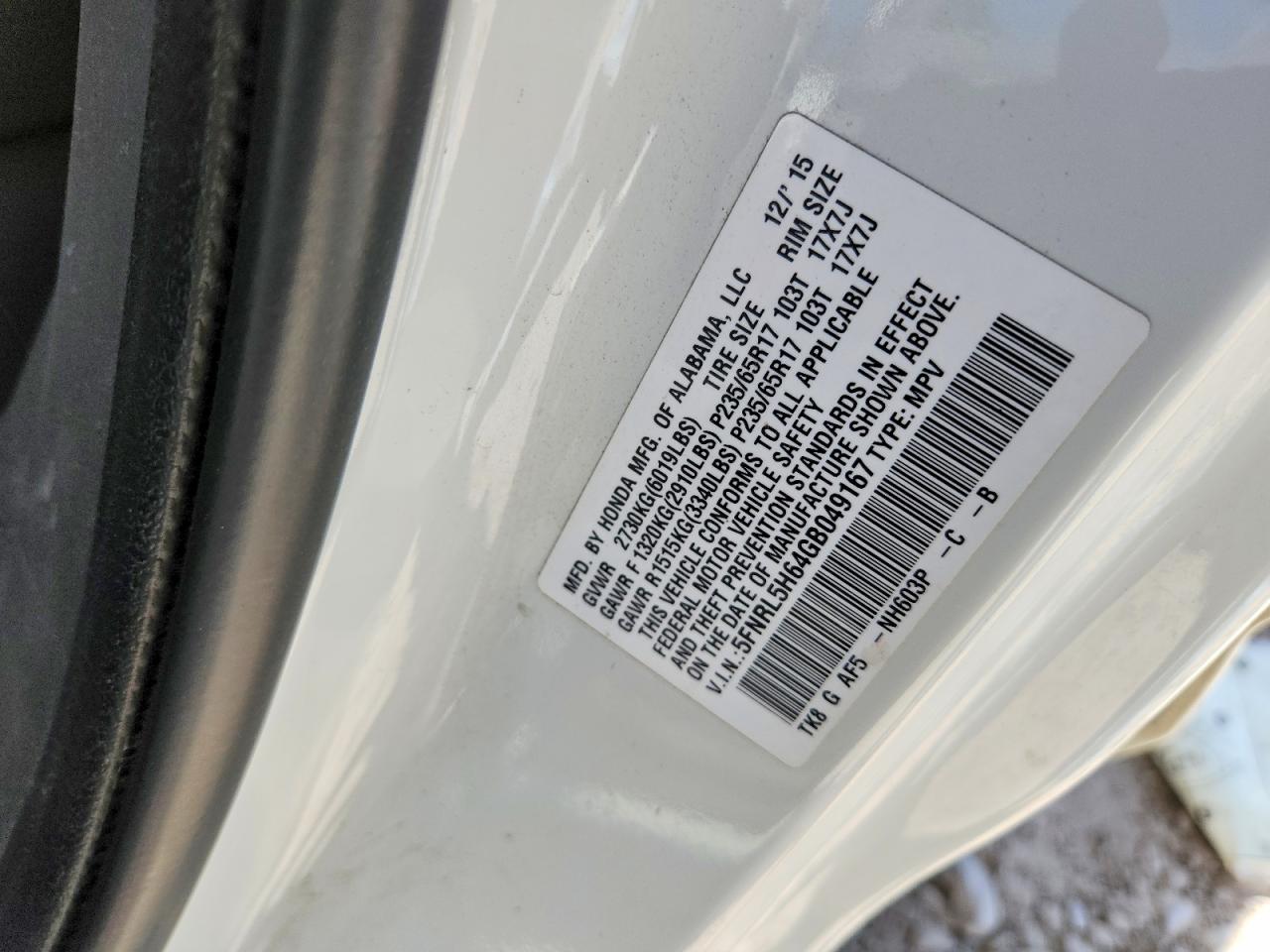 2016 HONDA ODYSSEY EXL photo 27
