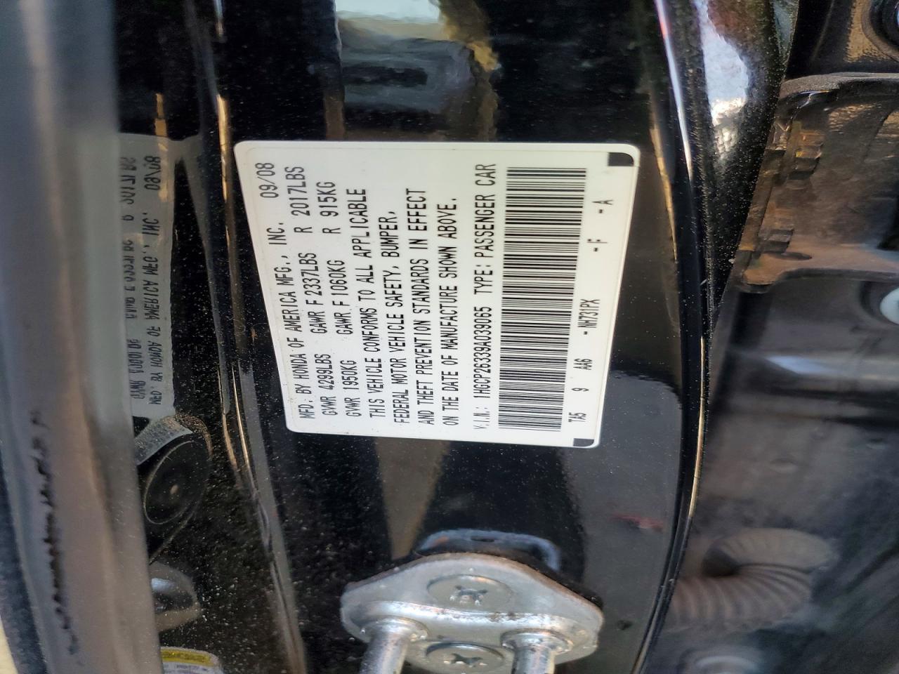 2009 HONDA ACCORD LX photo 12