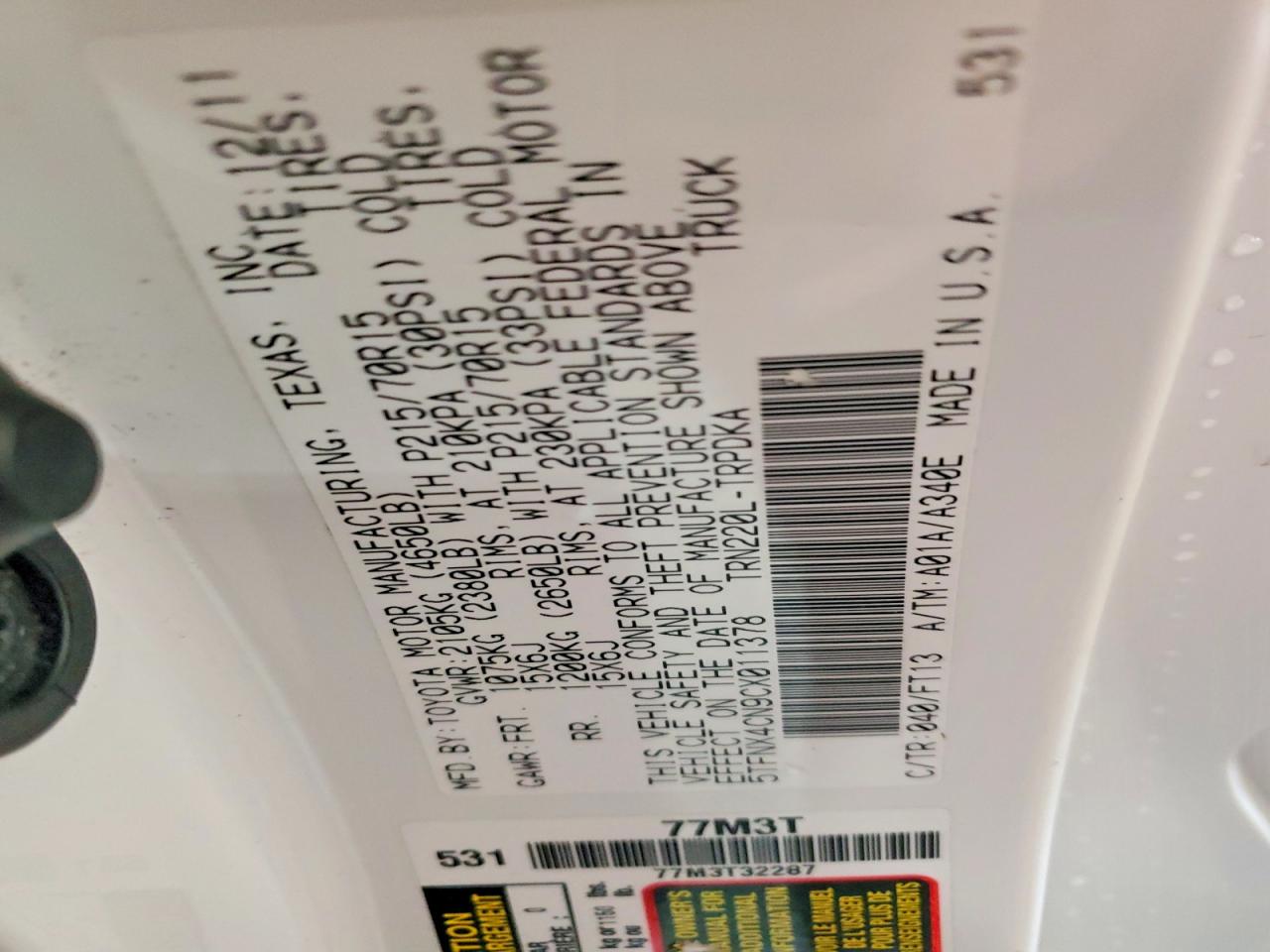 2012 TOYOTA TACOMA BASE photo 23