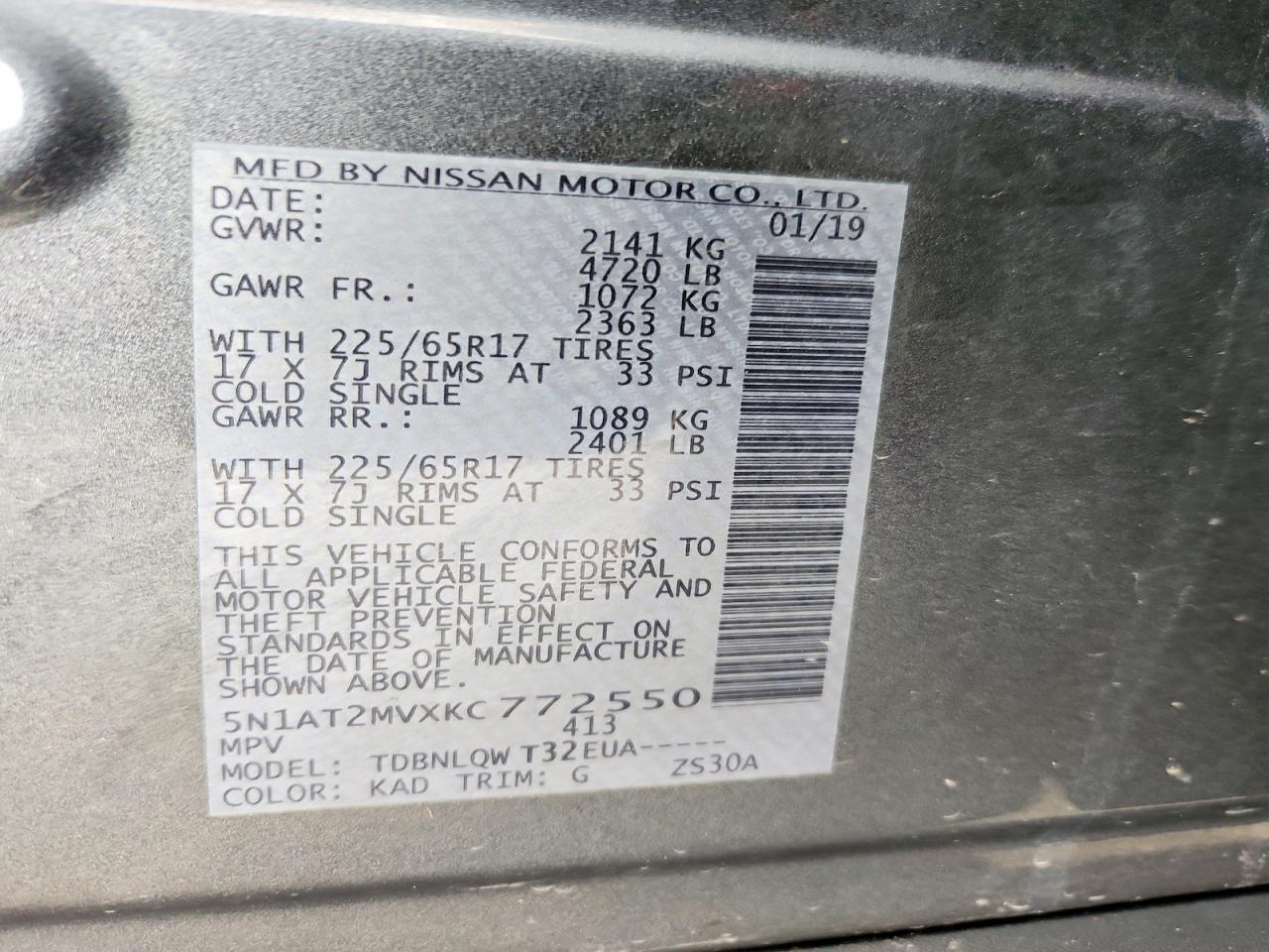 2019 NISSAN ROGUE SV photo 37