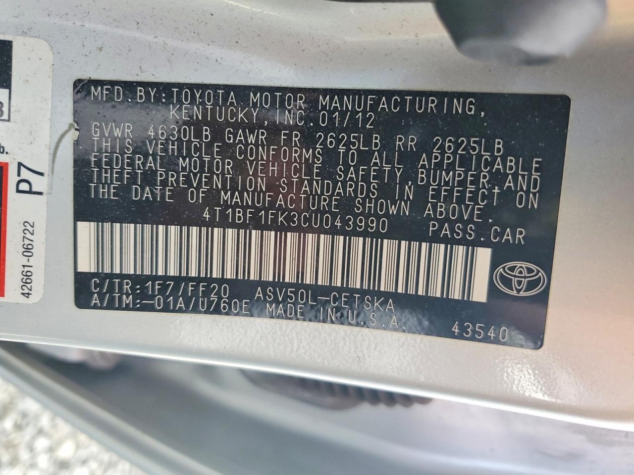 2012 TOYOTA CAMRY SE photo 23