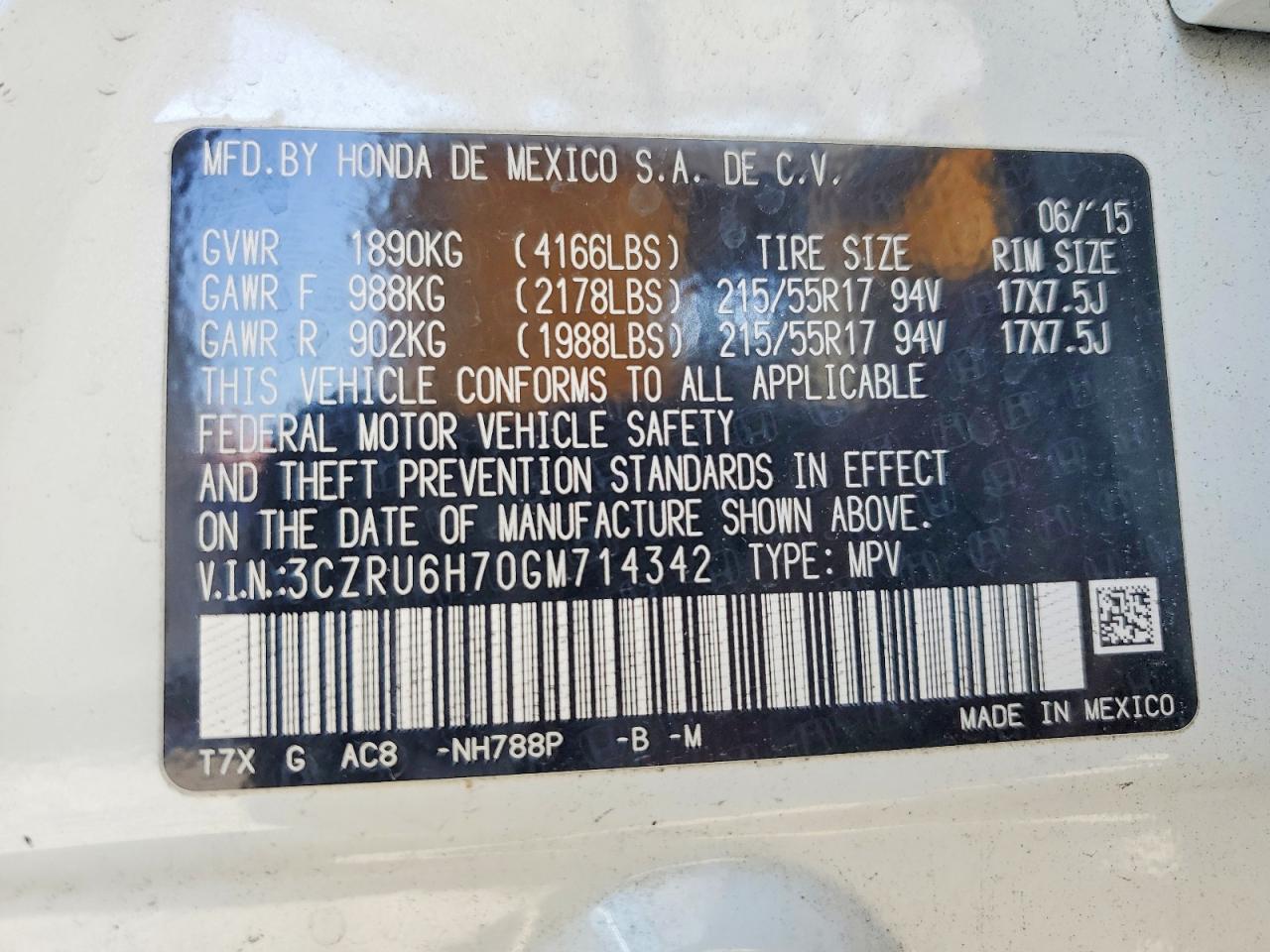 2016 HONDA HR-V EXL photo 14