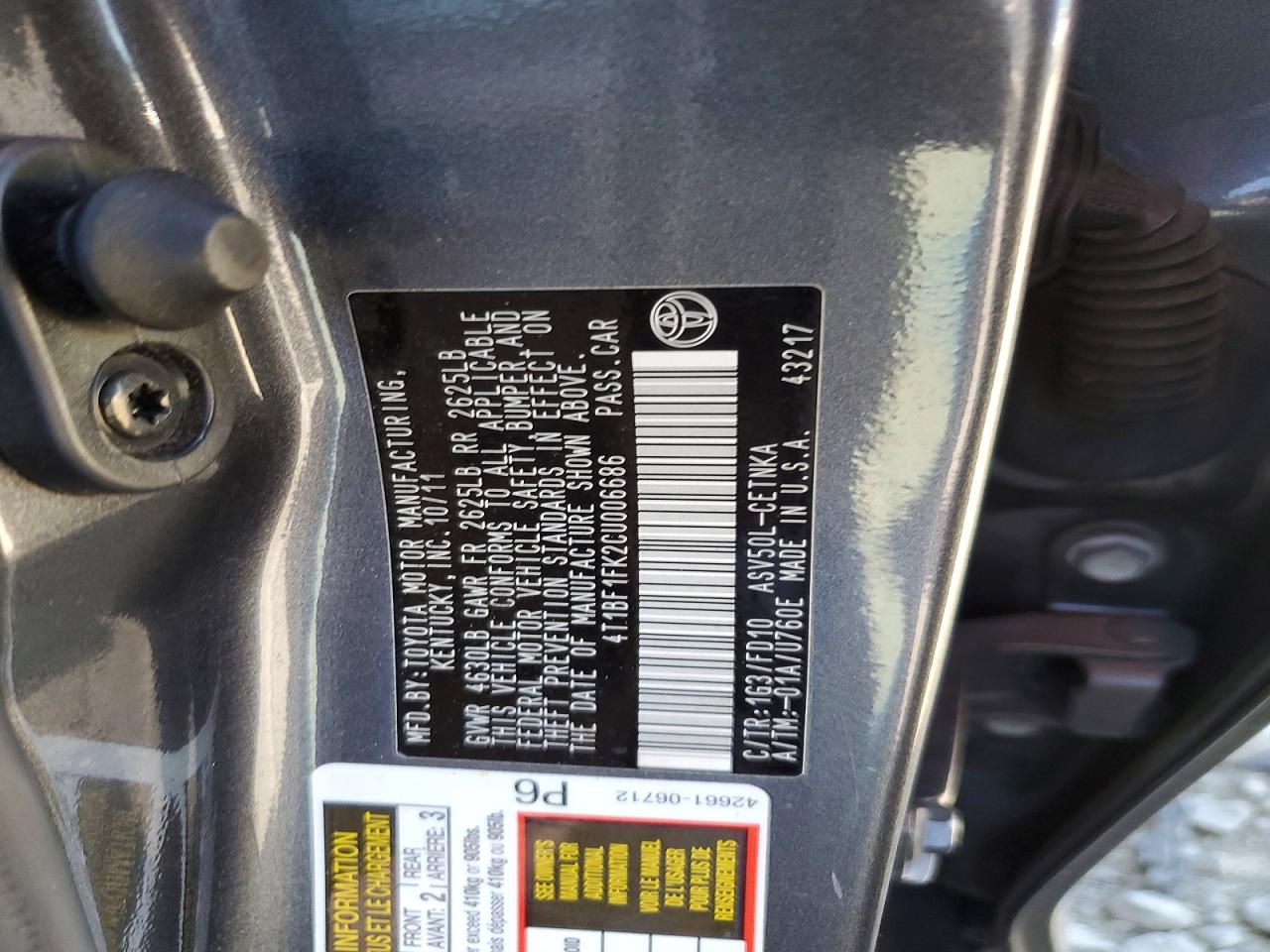 2012 TOYOTA CAMRY LE photo 34