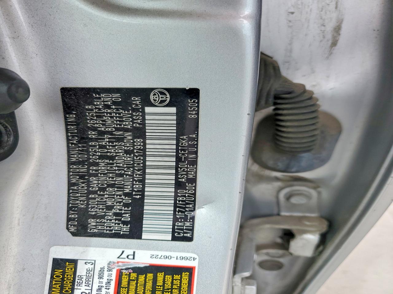 2012 TOYOTA CAMRY XLE photo 12