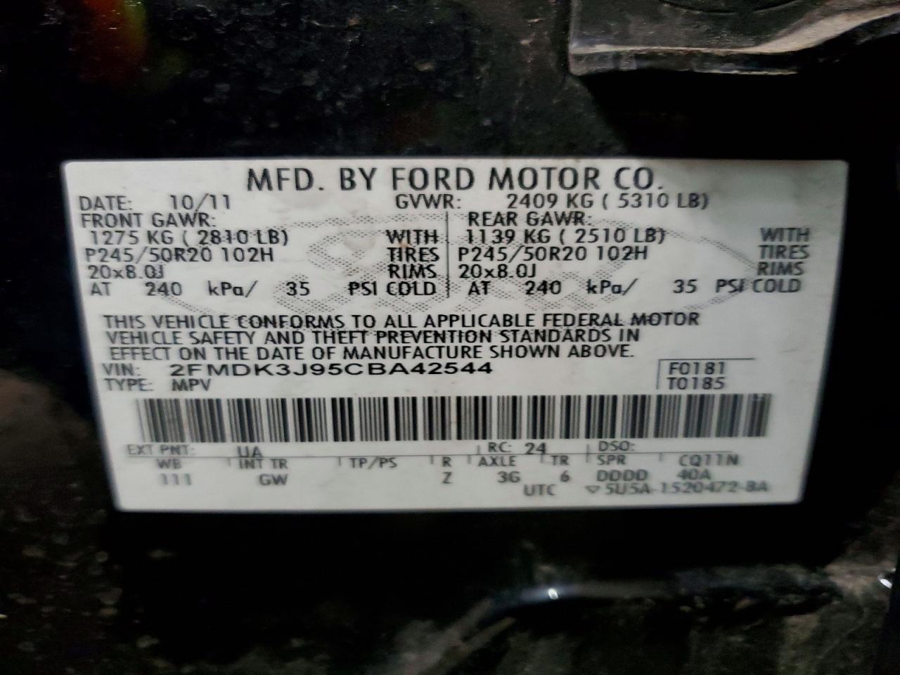 2012 FORD EDGE SEL photo 13