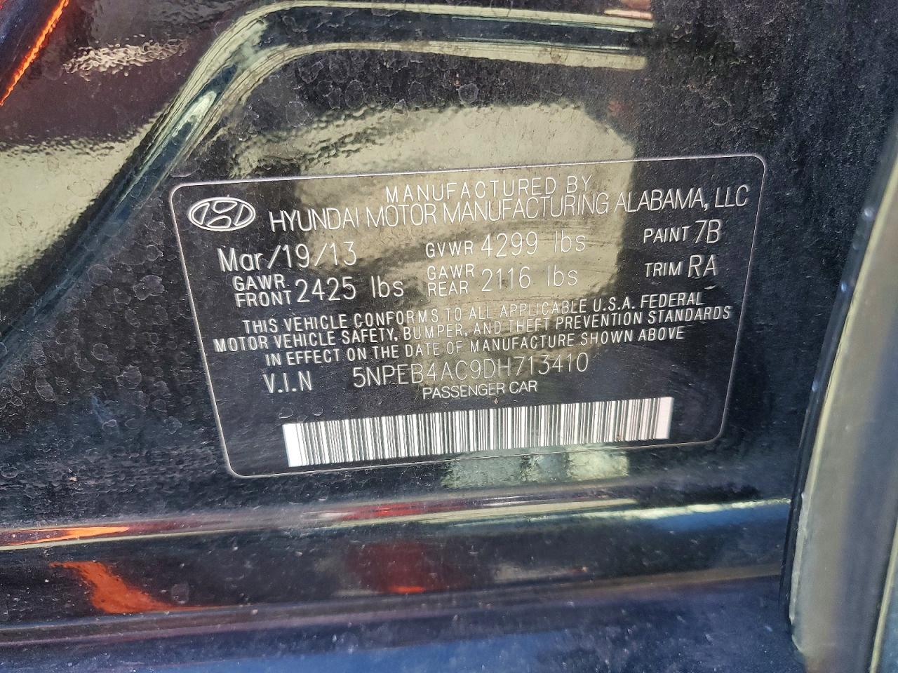 2013 HYUNDAI SONATA GLS photo 12