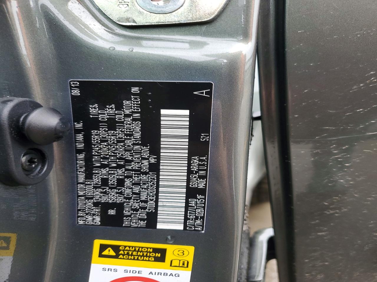 2013 TOYOTA HIGHLANDER LIMITED photo 13