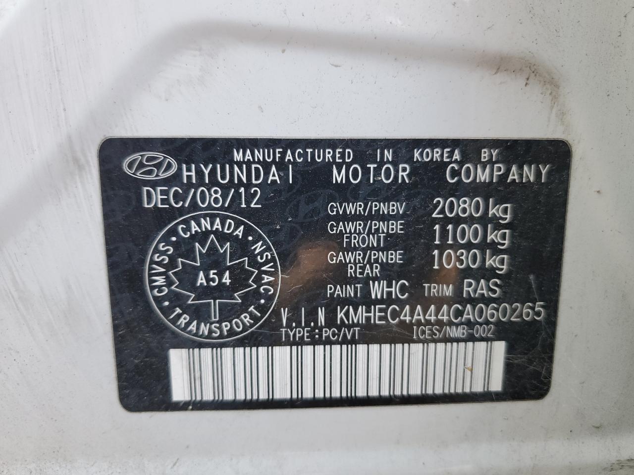 2012 HYUNDAI SONATA HYBRID photo 45
