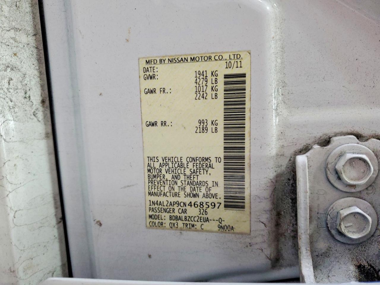 2012 NISSAN ALTIMA 2.5 photo 12