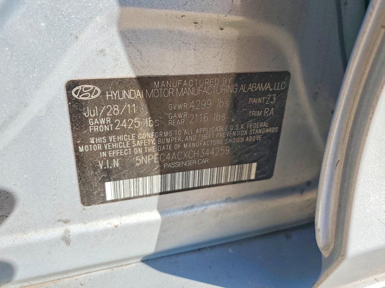 2012 HYUNDAI SONATA LIMITED photo 12