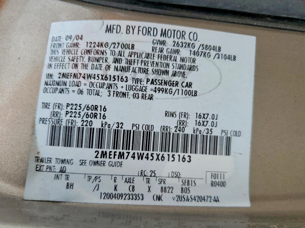 2005 MERCURY GRAND MARQUIS GS photo 12