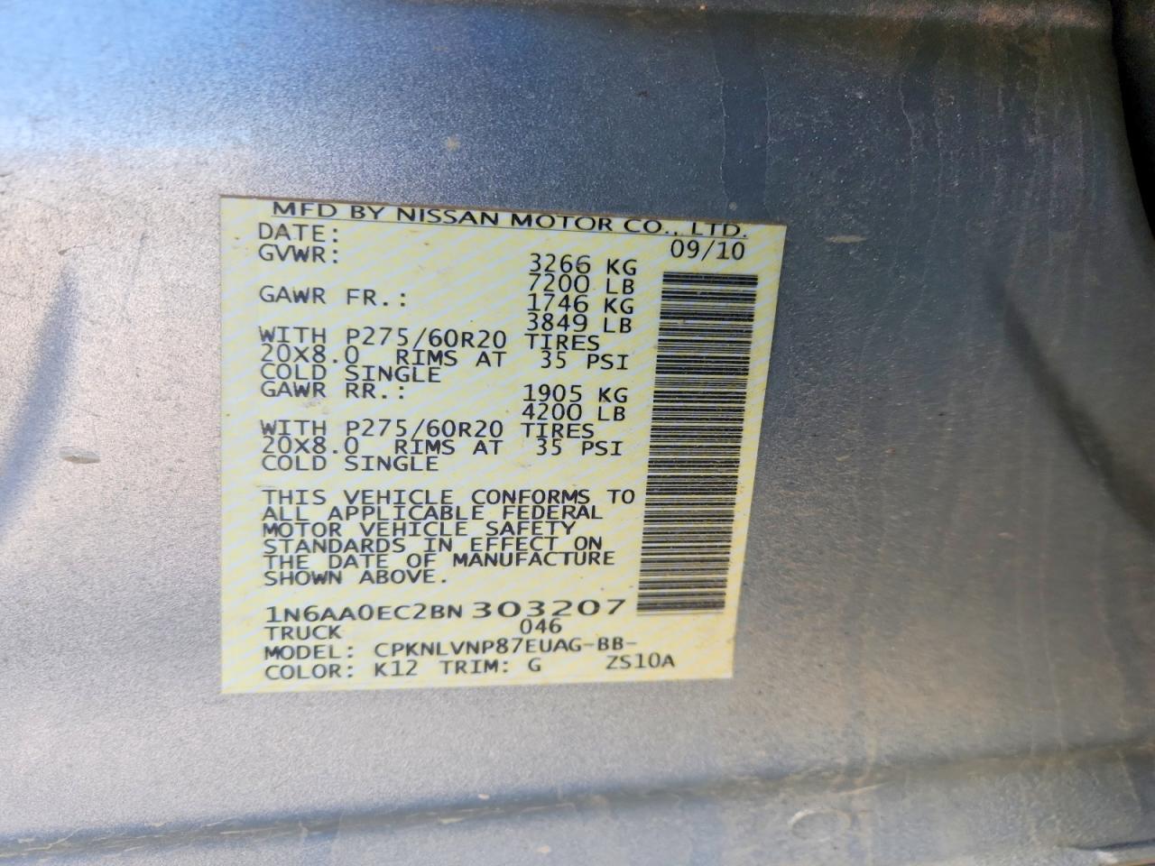 2011 NISSAN TITAN SV photo 37