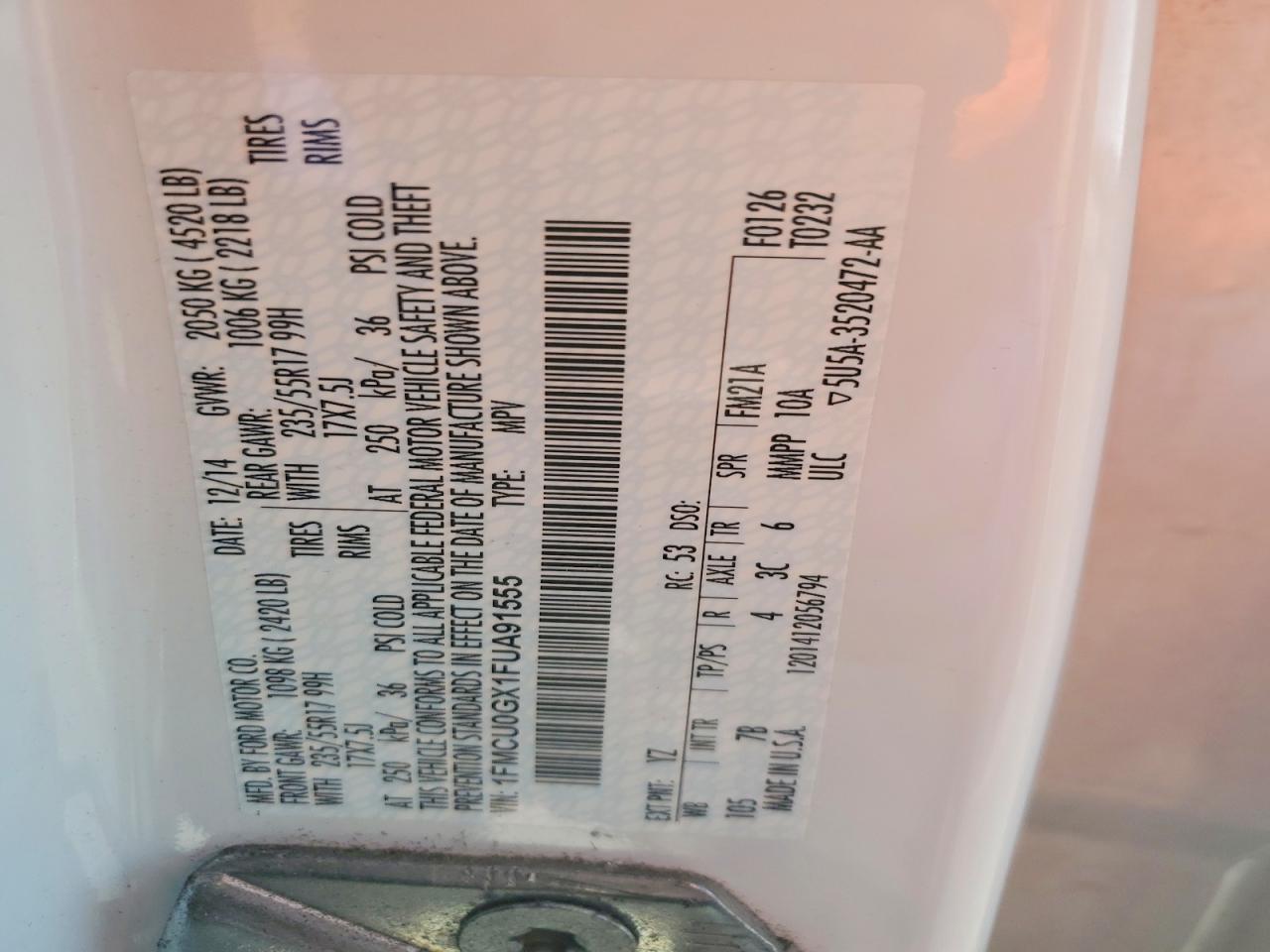 2015 FORD ESCAPE SE photo 14