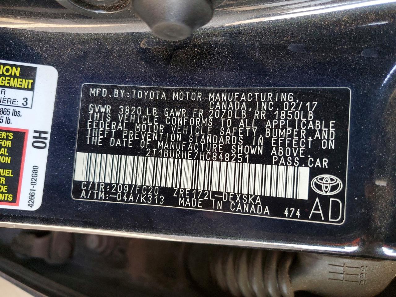 2017 TOYOTA COROLLA SE photo 12