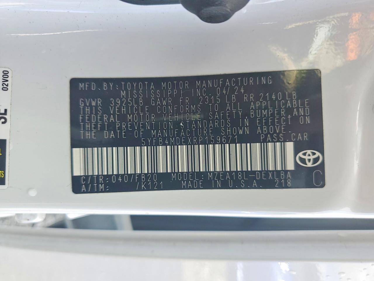 2024 TOYOTA COROLLA LE photo 23