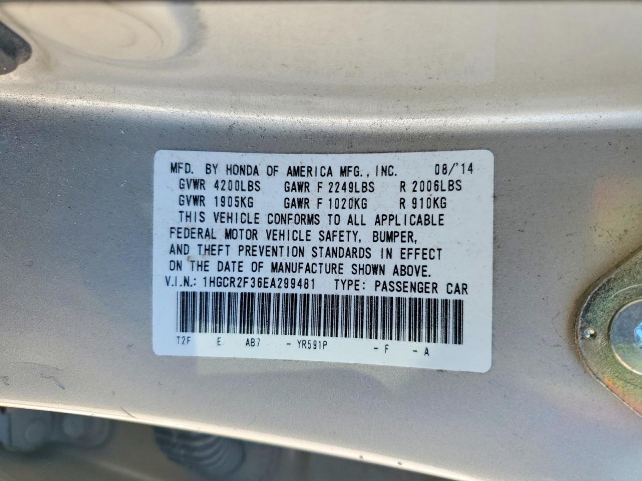 2014 HONDA ACCORD LX photo 25