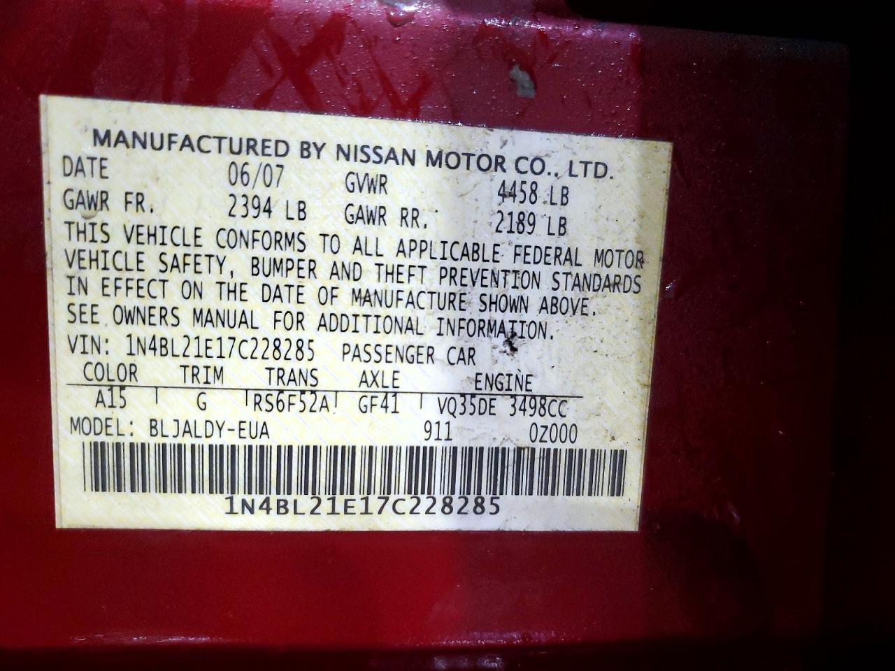 2007 NISSAN ALTIMA 3.5 SE photo 25