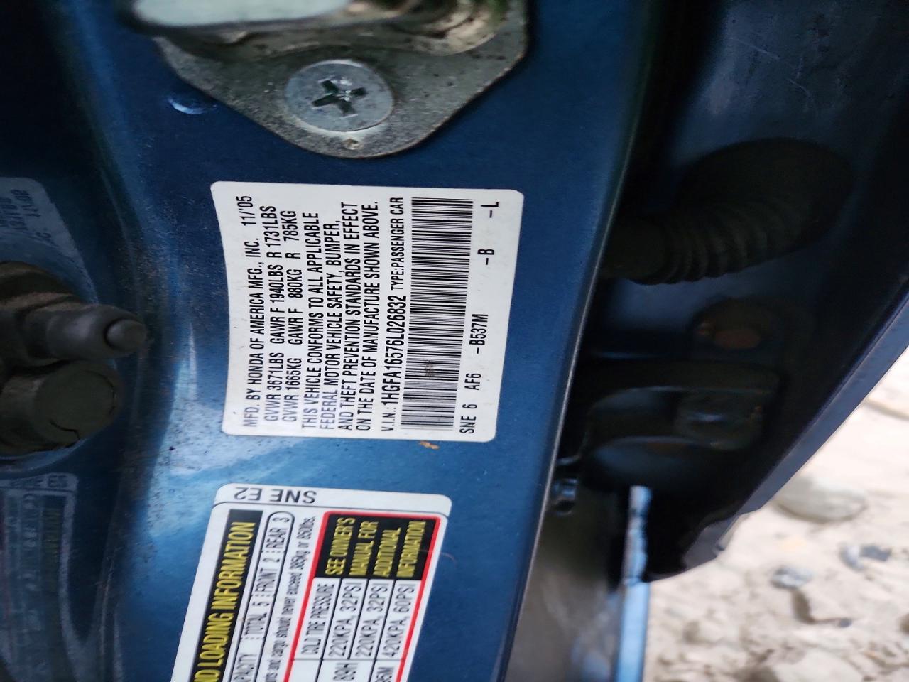 2006 HONDA CIVIC LX photo 34