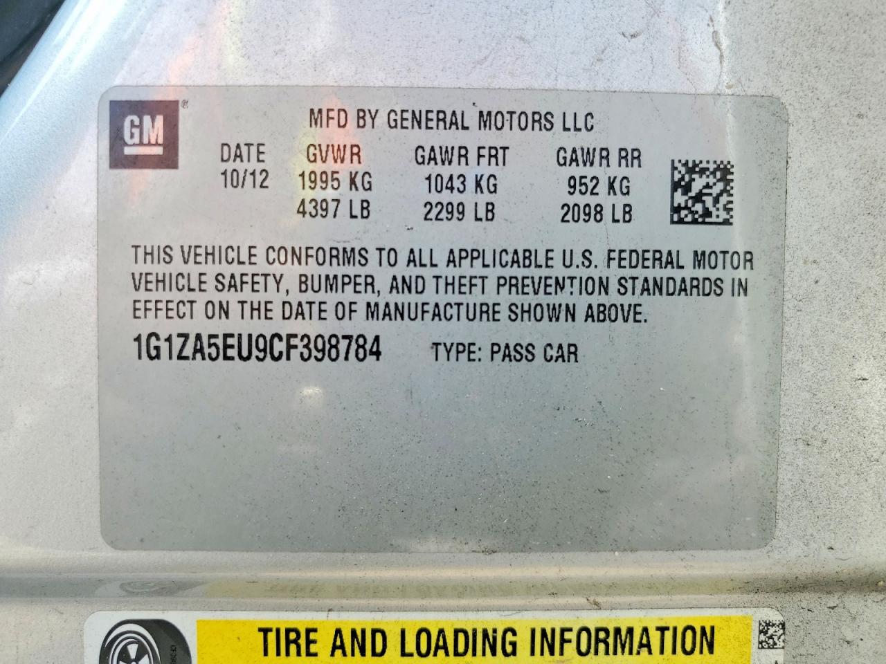 2012 CHEVROLET MALIBU LS photo 12