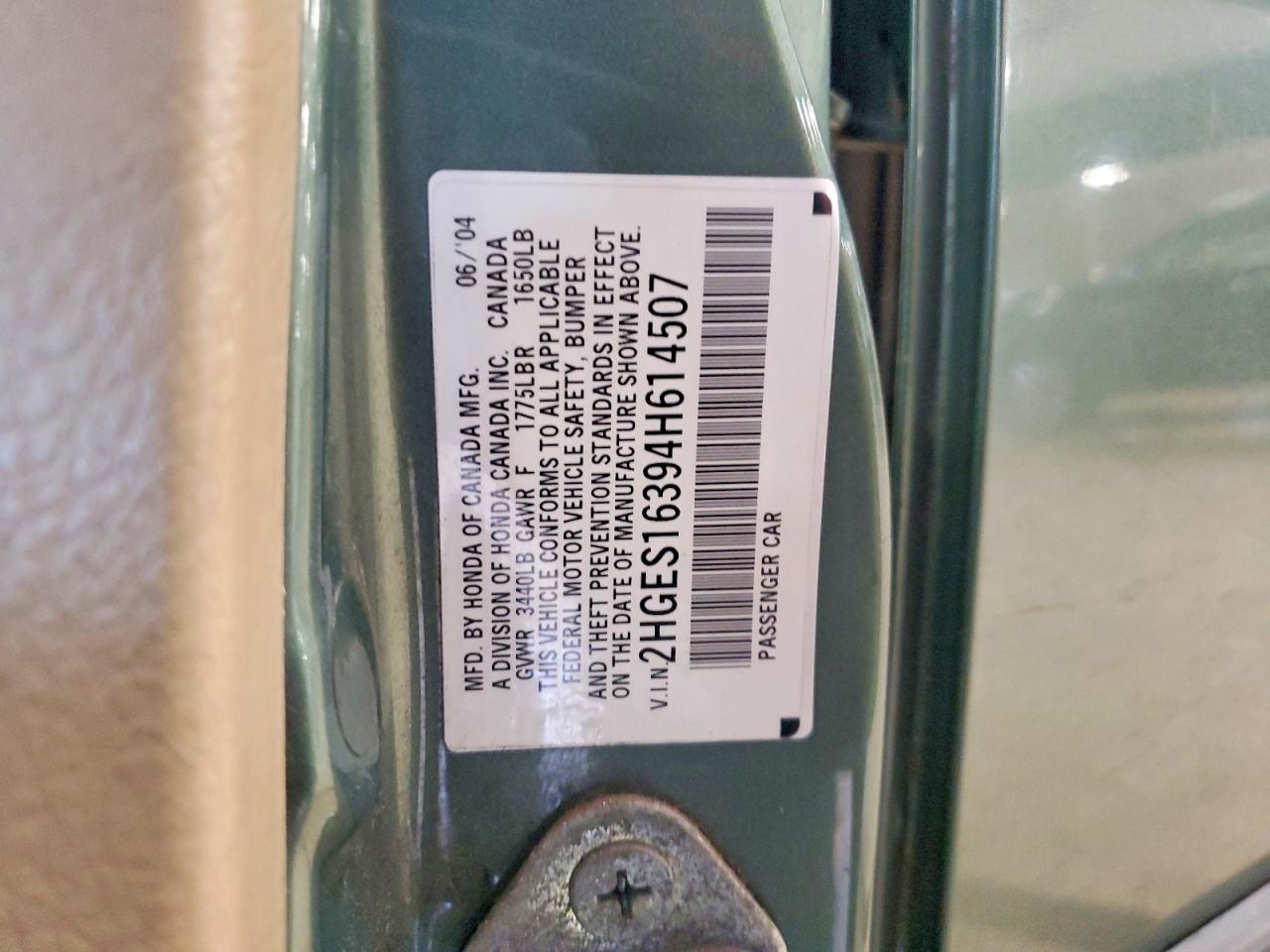 2004 HONDA CIVIC DX VP photo 12