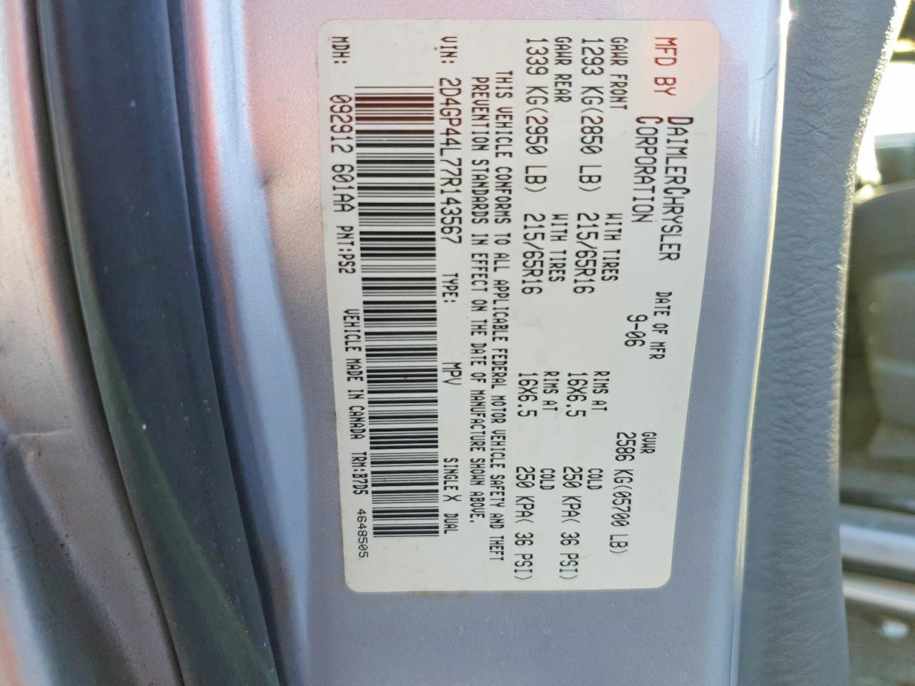 2007 DODGE GRAND CARAVAN SXT photo 13