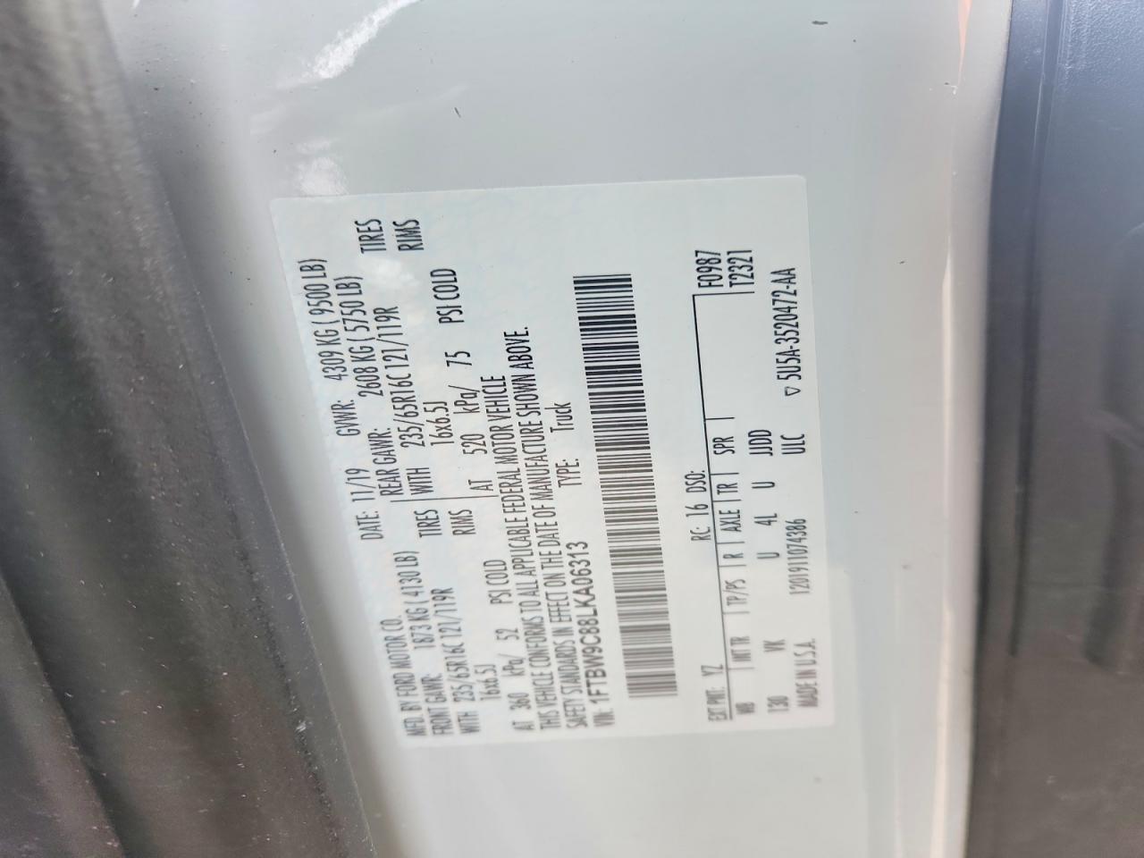 2020 FORD TRANSIT 350 DELIVERY VAN photo 13