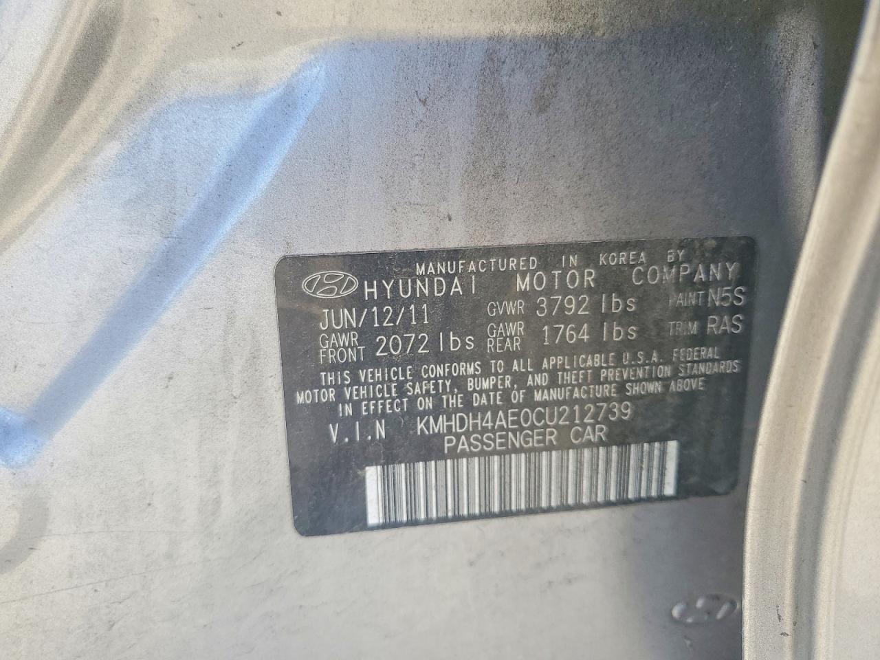 2012 HYUNDAI ELANTRA LIMITED photo 12