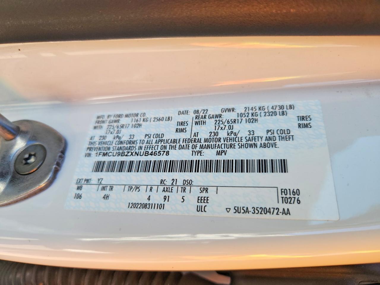 2022 FORD ESCAPE SE photo 12
