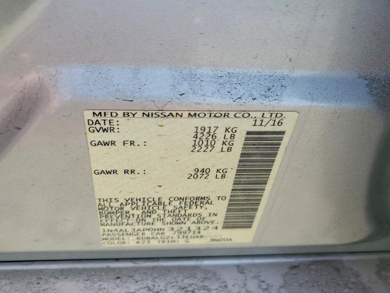 2017 NISSAN ALTIMA 2.5 S photo 25