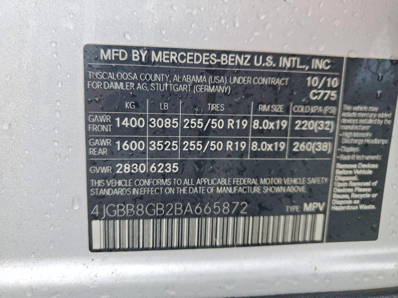 2011 MERCEDES-BENZ ML 350 4MATIC photo 14