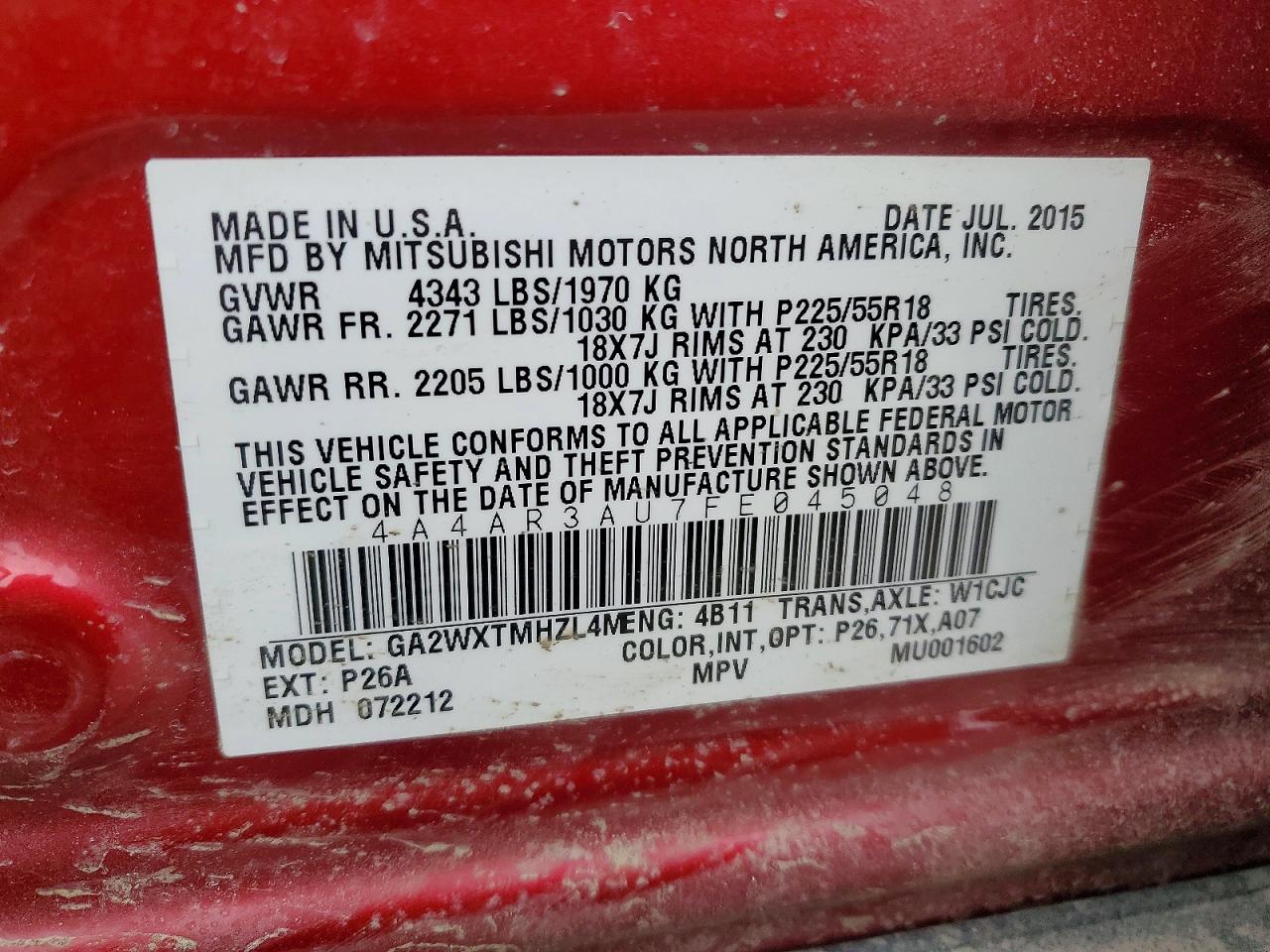 2015 MITSUBISHI OUTLANDER SPORT ES photo 12