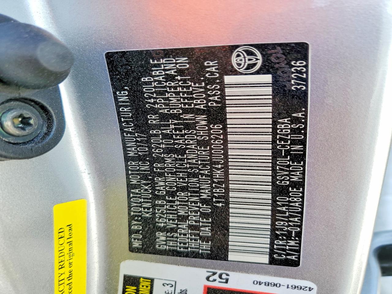 2018 TOYOTA CAMRY XLE V6 photo 34