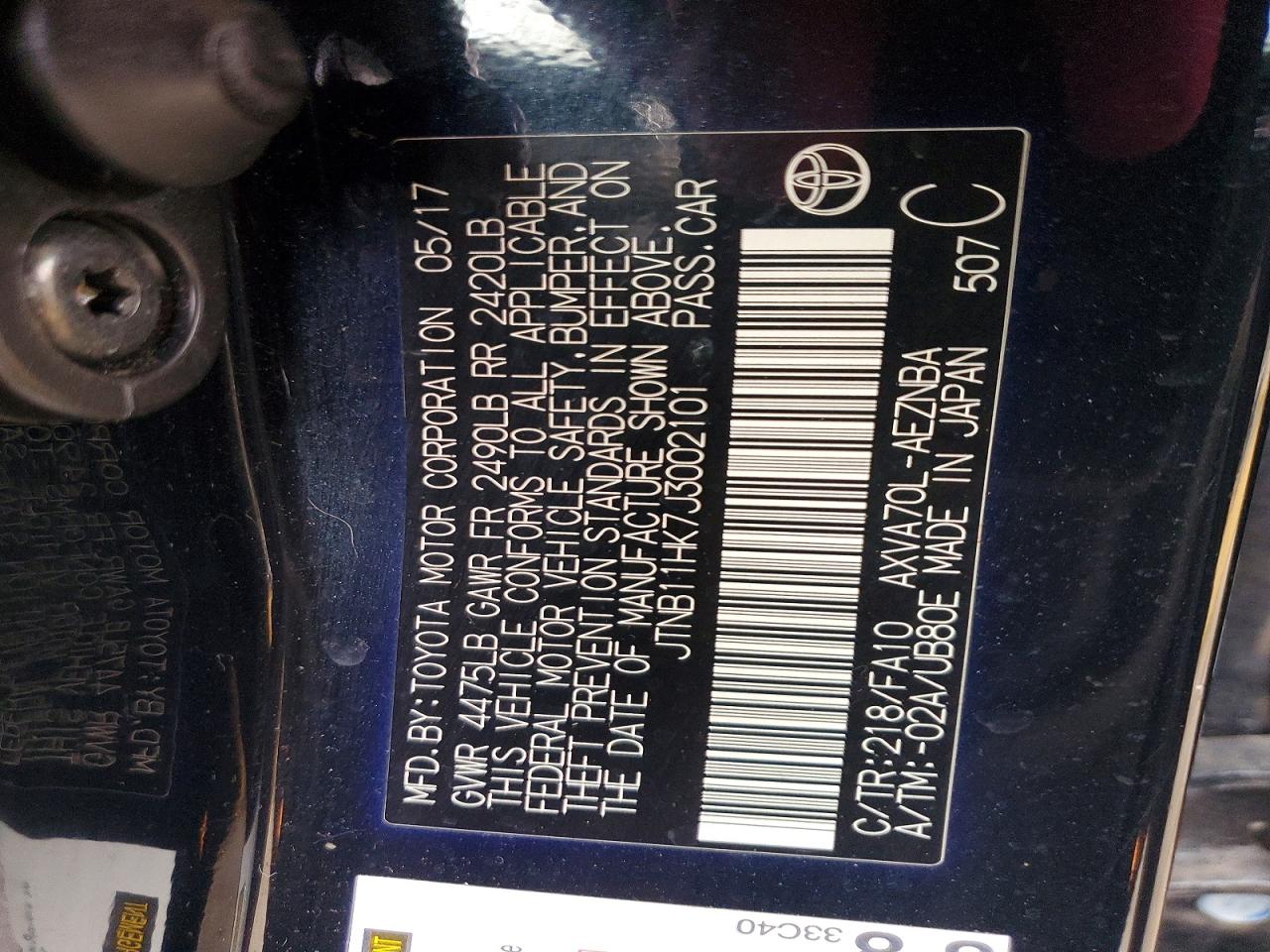 2018 TOYOTA CAMRY LE photo 12