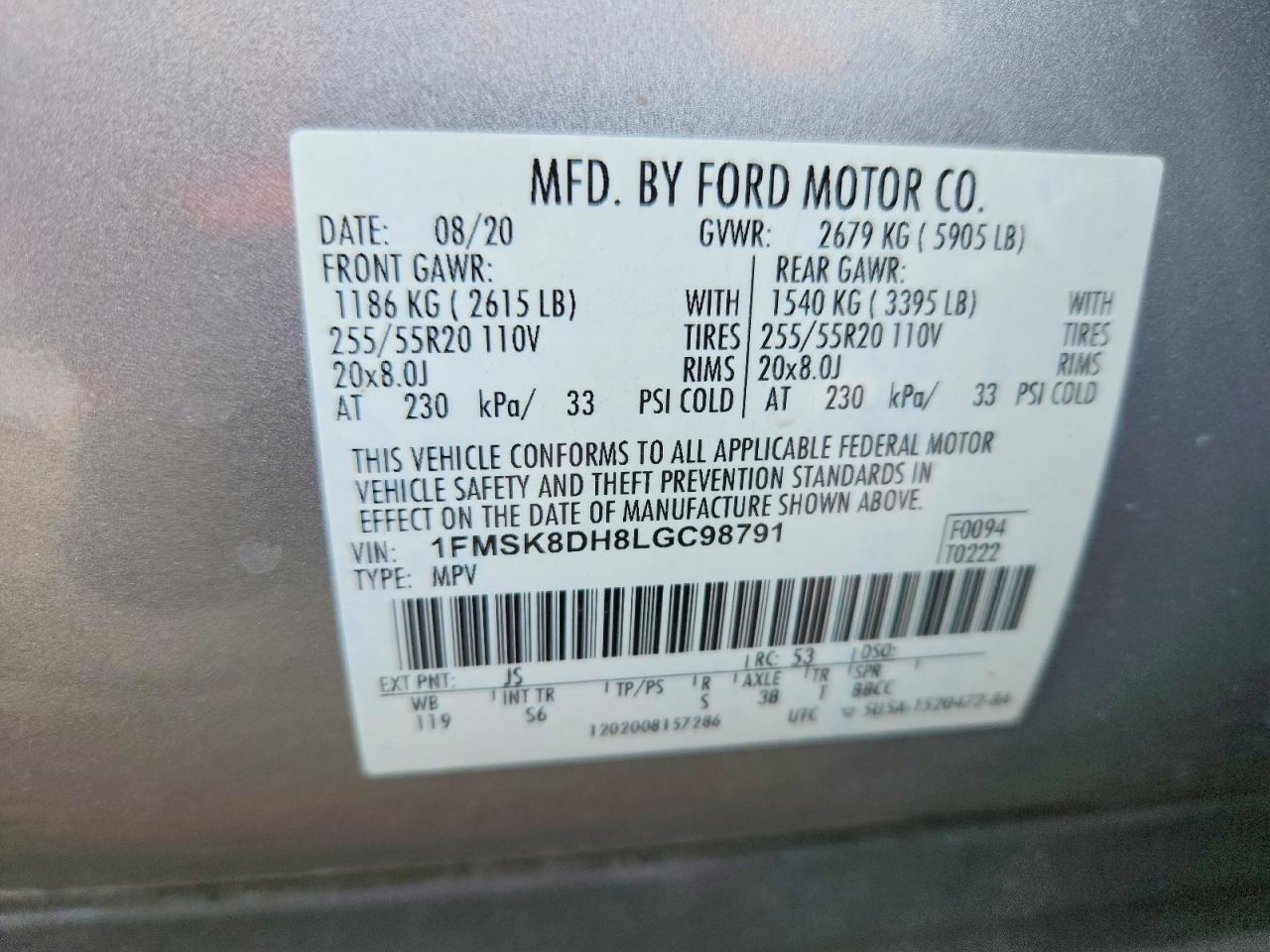 2020 FORD EXPLORER XLT photo 25