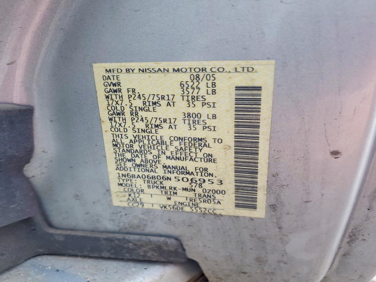 2006 NISSAN TITAN XE FFV photo 23