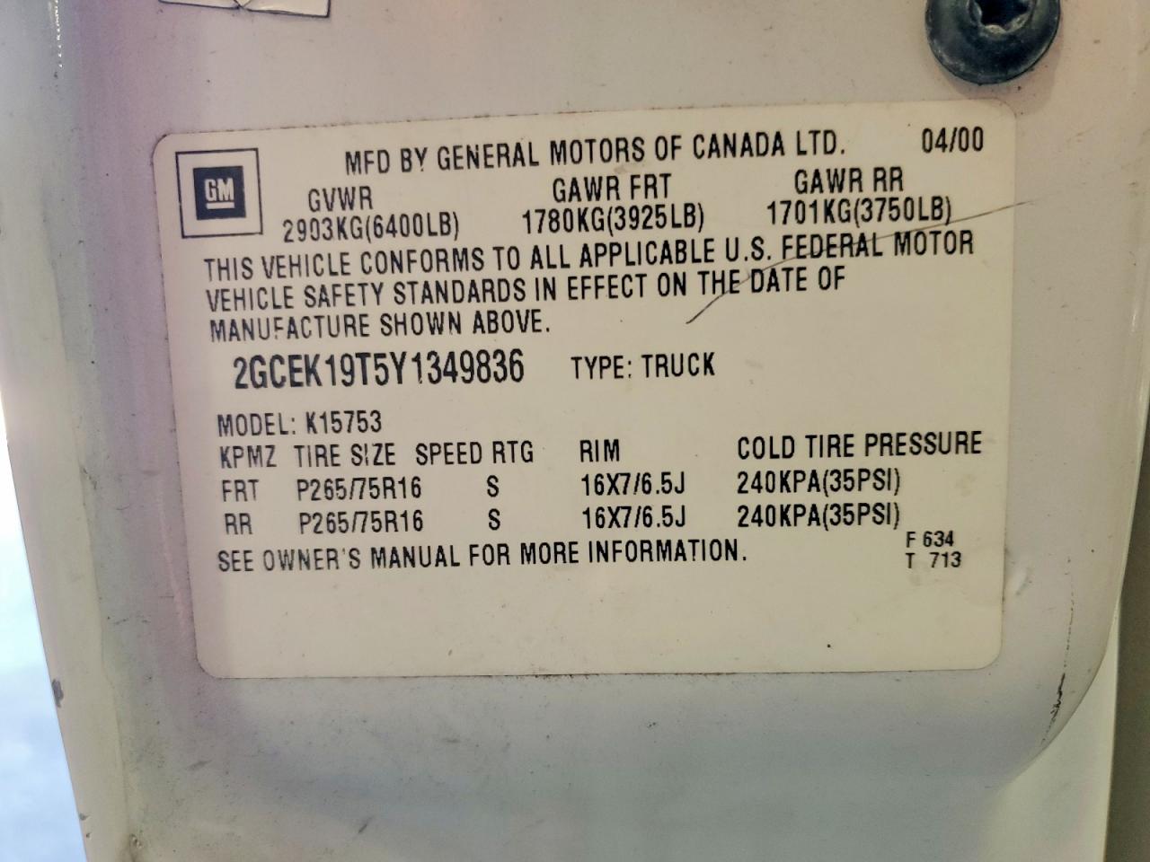 2000 CHEVROLET SILVERADO K1500 photo 12