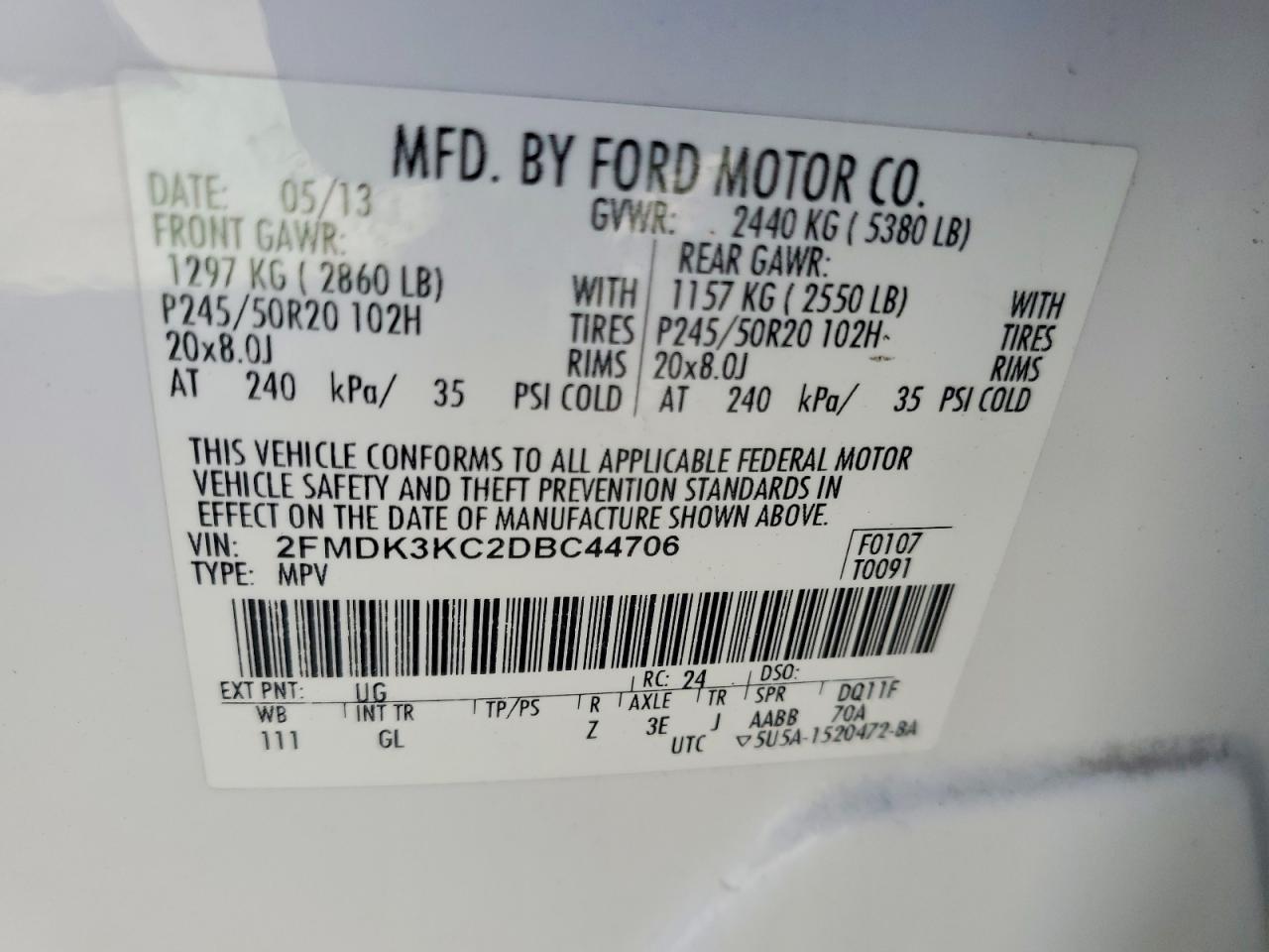 2013 FORD EDGE LIMITED photo 40