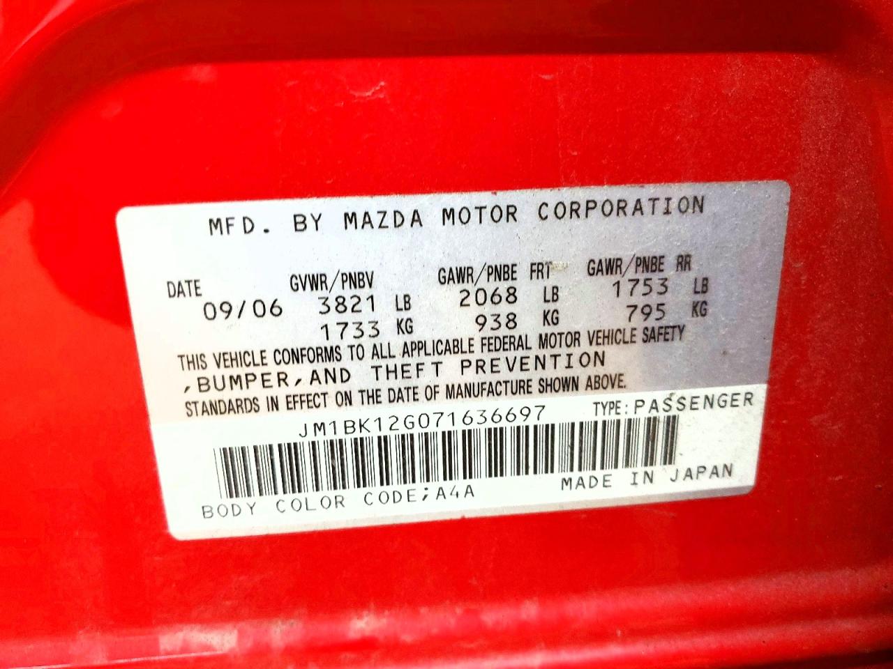 2007 MAZDA 3 I photo 34