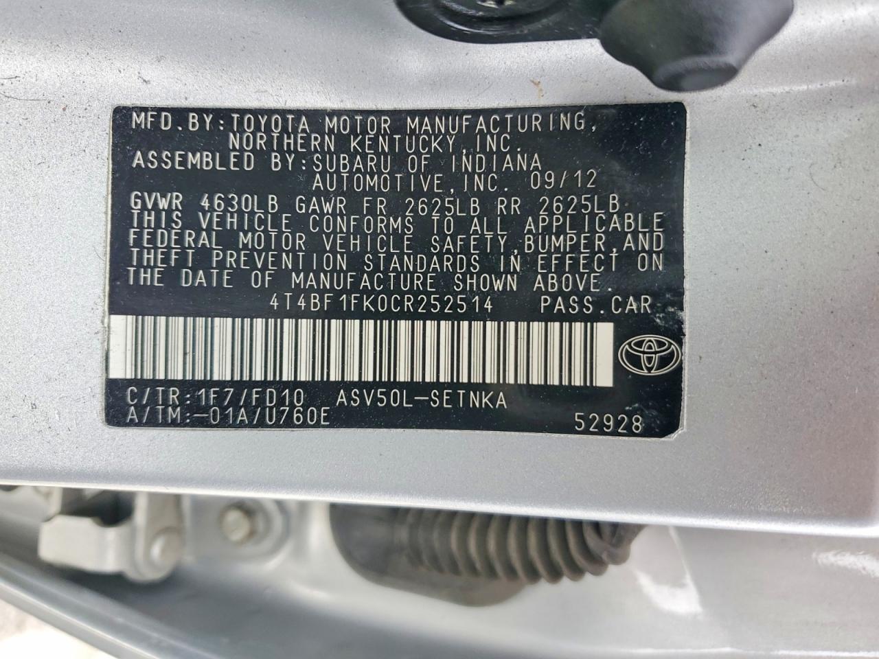 2012 TOYOTA CAMRY LE photo 23