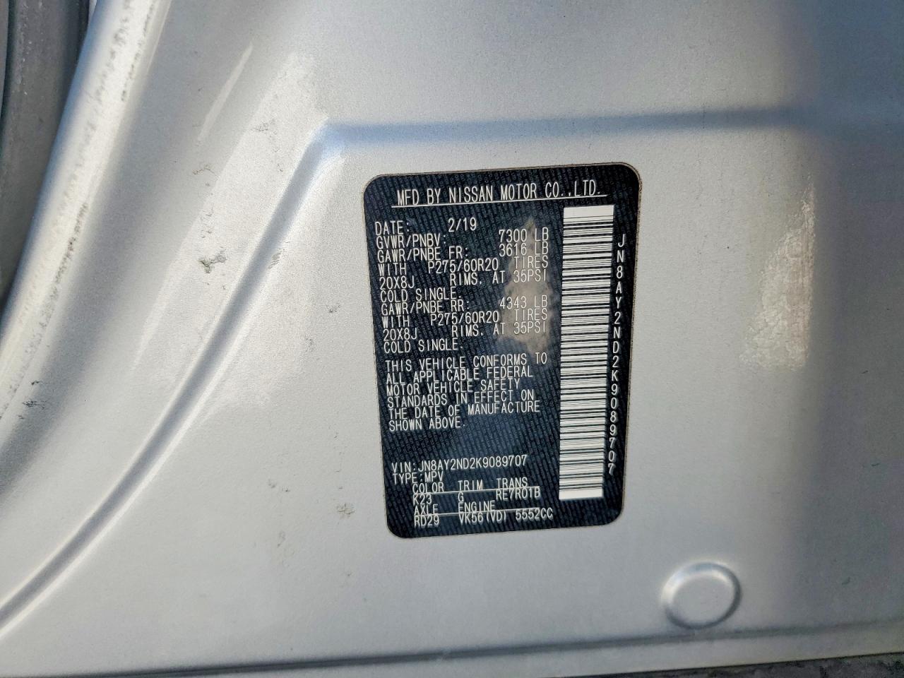 2019 NISSAN ARMADA SL photo 25