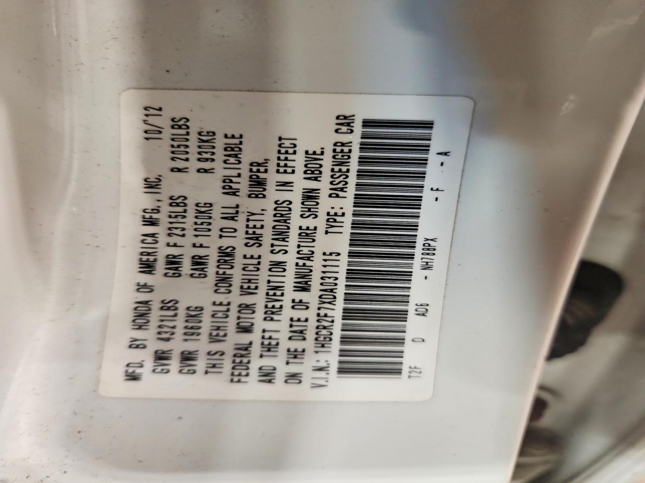 2013 HONDA ACCORD EX photo 13