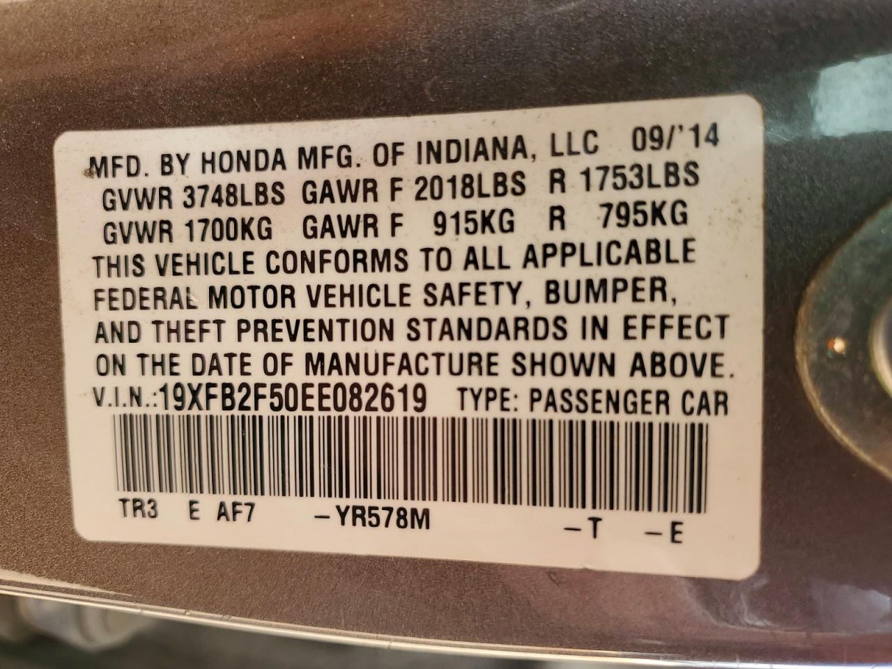 2014 HONDA CIVIC LX photo 23