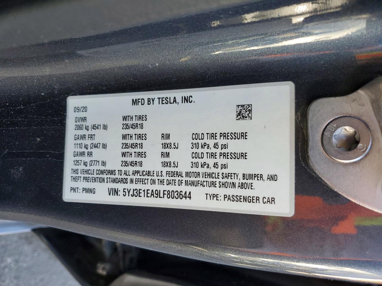 2020 TESLA MODEL 3 photo 12